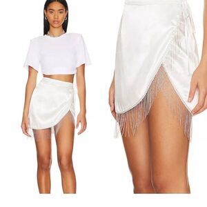 Penelope Fringe Skirt in Ivory superdown revolve